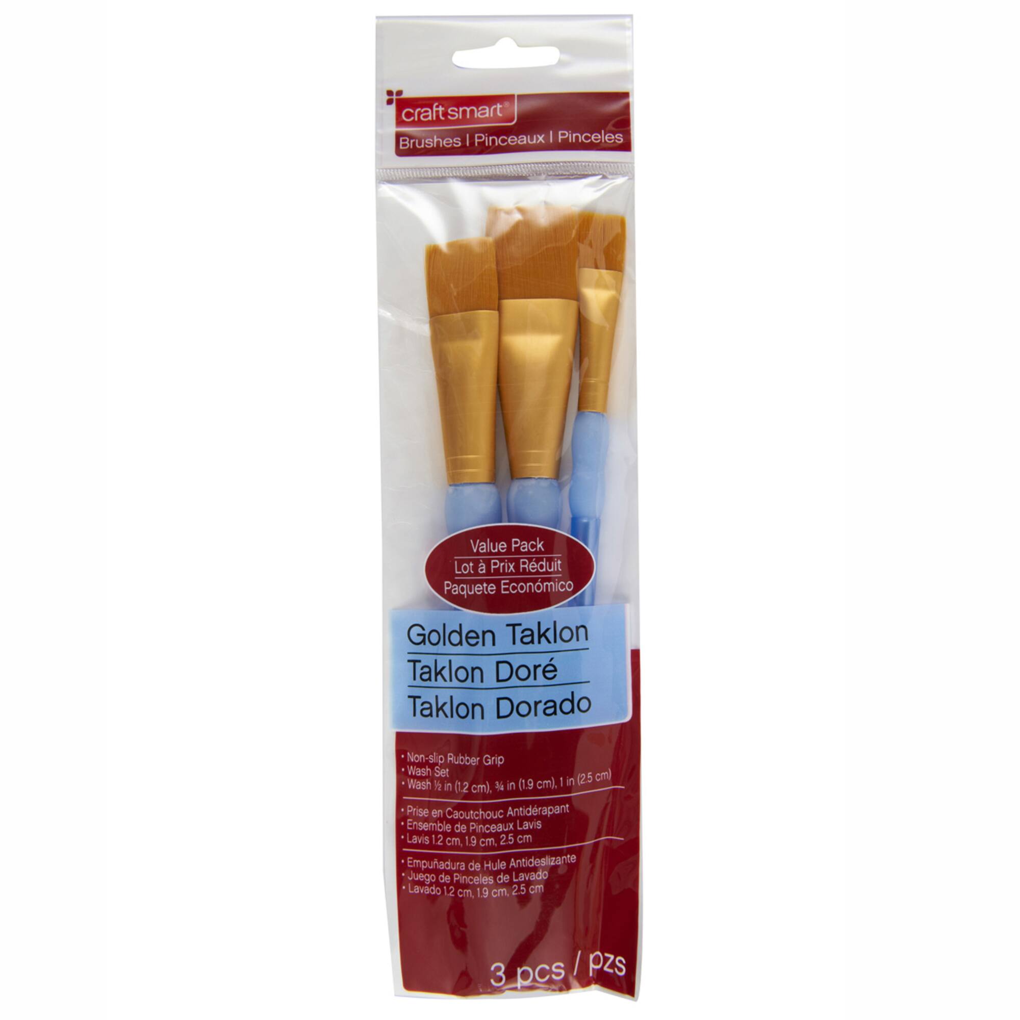 Golden Taklon Wash 3 Pieces Brush Set by Craft Smart®